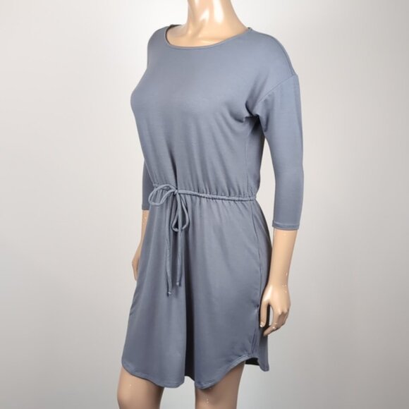 JustFab Dolman Drawstring Dress Elastic Tie Waist Cropped Long Sleeve Casual - Picture 5 of 10